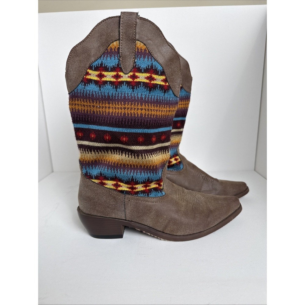 Roper Women's Aztec Brown Sweater Woven Womens Cowboy Boot Size US 9